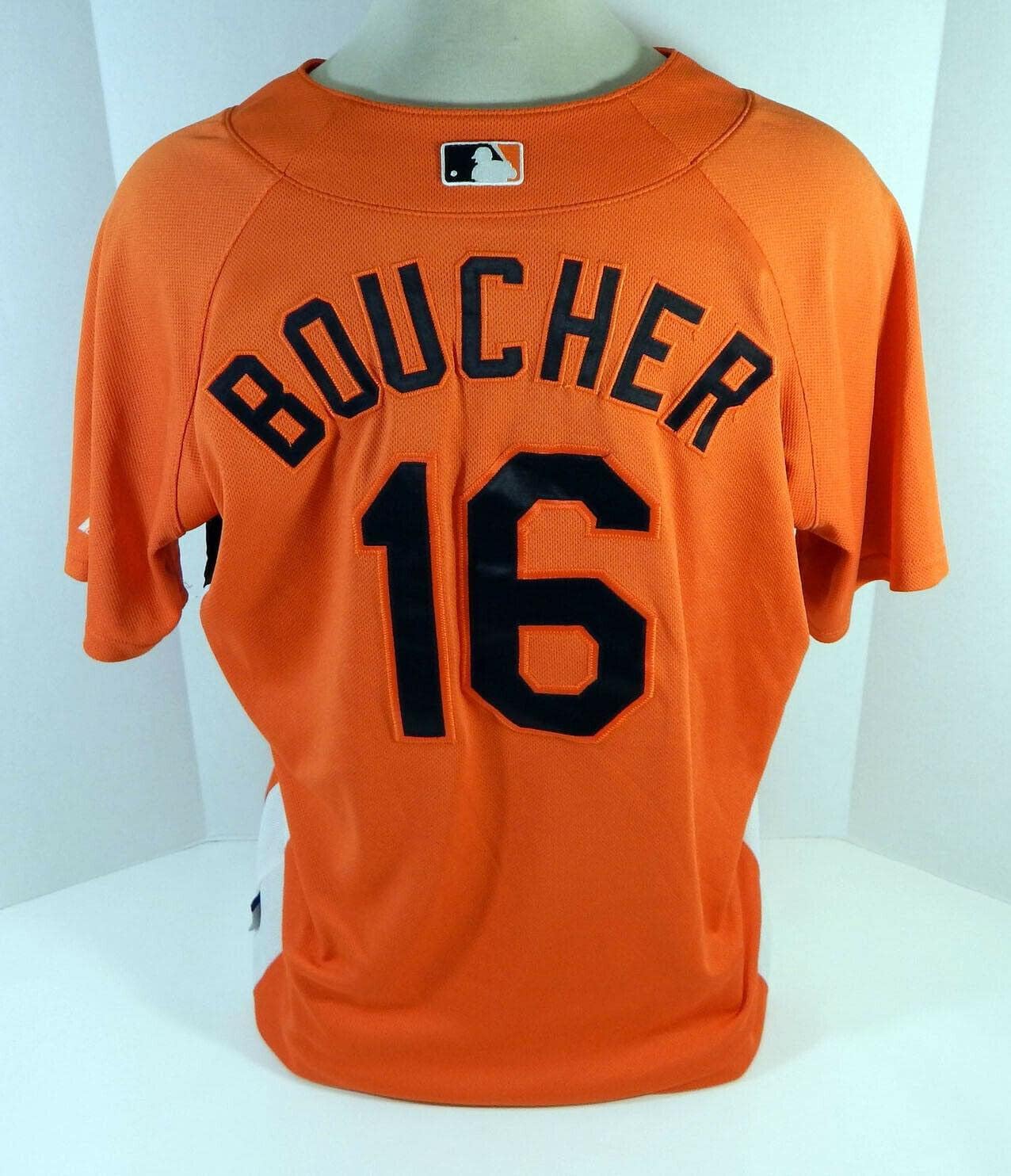 2007-08 Baltimore Orioles Sebastien Boucher #16 Game Used Orange Jersey BP ST 2 - Game Used MLB Jerseys