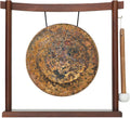 10'-12' Gongs on Woodsonic Stand - Includes Gong, Mallet, & Stand/Easy to Play Traditional Chinese Gong/Easy to Assemble Stylish Wood/Great for Small Spaces