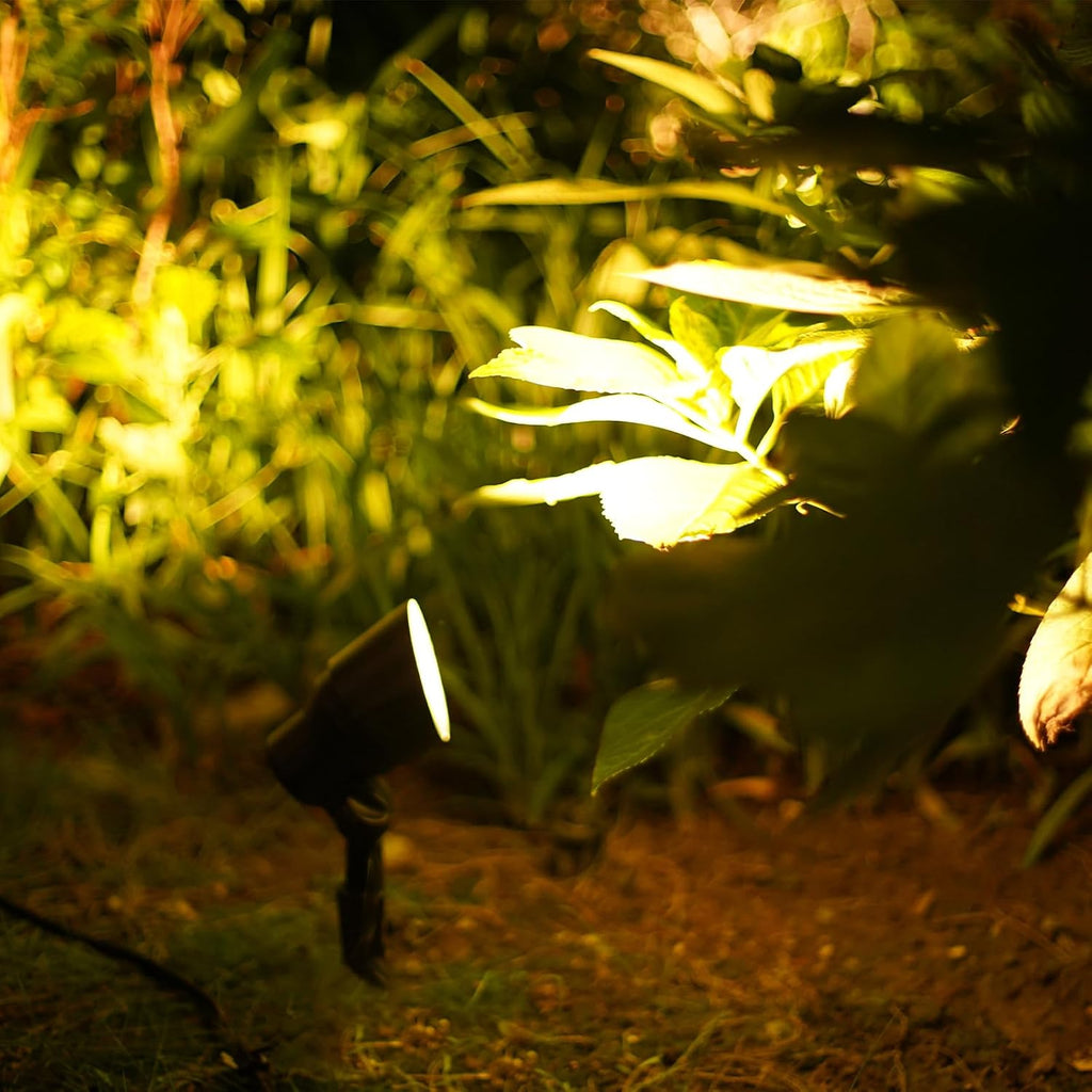 Low Voltage Landscape Spotlights 20W Halogen Spot Lights 12V AC 12PK Outdoor Black Landscape Lighting Kit with Spike Stakes and Connectors 145 Lumen for Garden Lawn