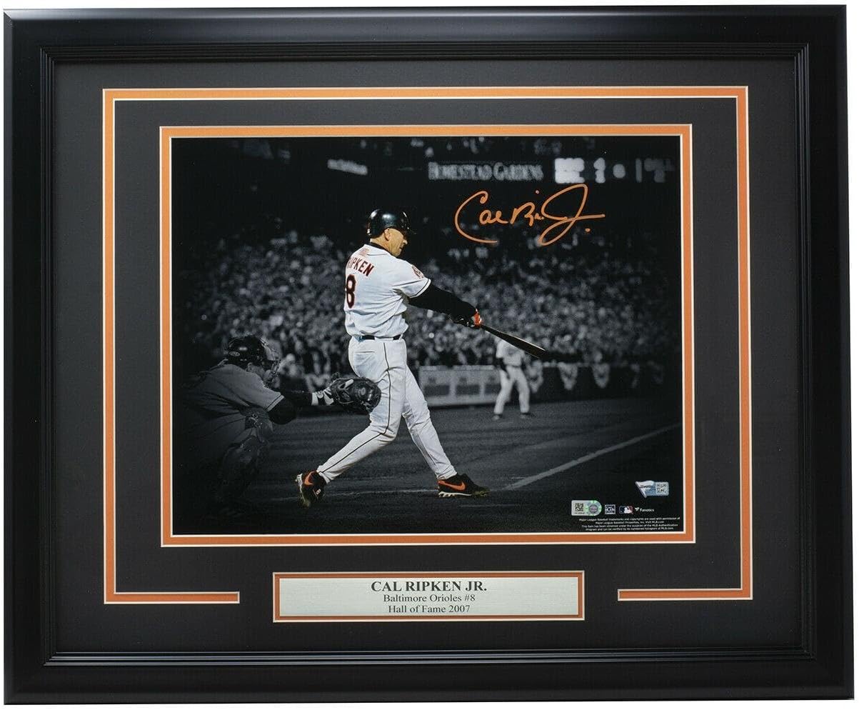 Cal Ripken Jr. Signed Framed Baltimore Orioles 11x14 Spotlight Photo Fanatics - Autographed MLB Photos