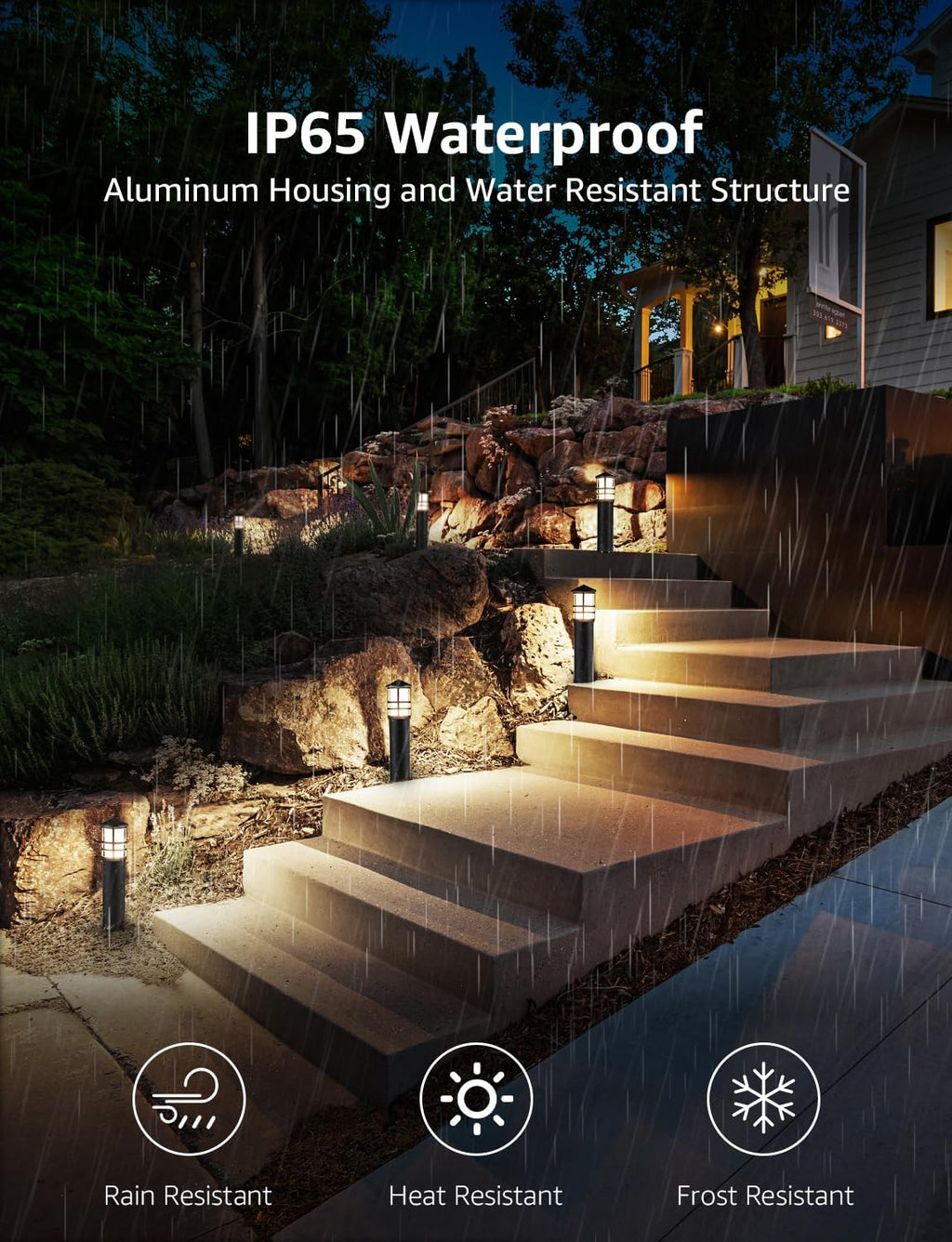 SUNVIE 8-Pack Low Voltage Pathway Lights 3W LED Landscape Pathway Lighting 3000K Warm White CRI 90+ Landscape Lights Wired 12-24V Aluminum Bollard Path Lights for Walkway Yard Garden, ETL Listed Cord