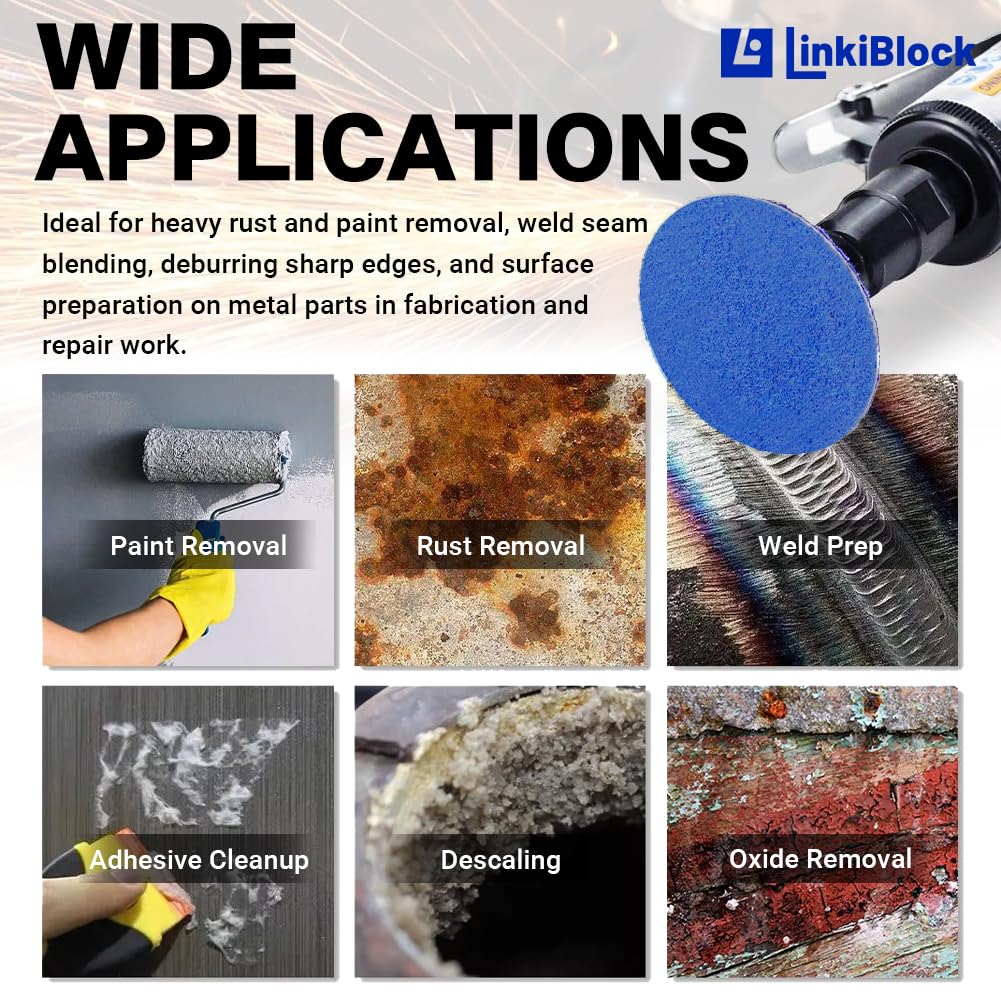 1000Pcs 2 inch R-Type Quick Change Zirconia Surface Conditioning Sanding Discs Set 120 Grit with Adapter & Backing Pad