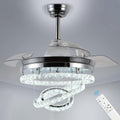 42' Dimmable Fandeliers Modern Crystal Invisible Chandelier Ceiling Fan With 3 LED Color Change Lights with Memory Function