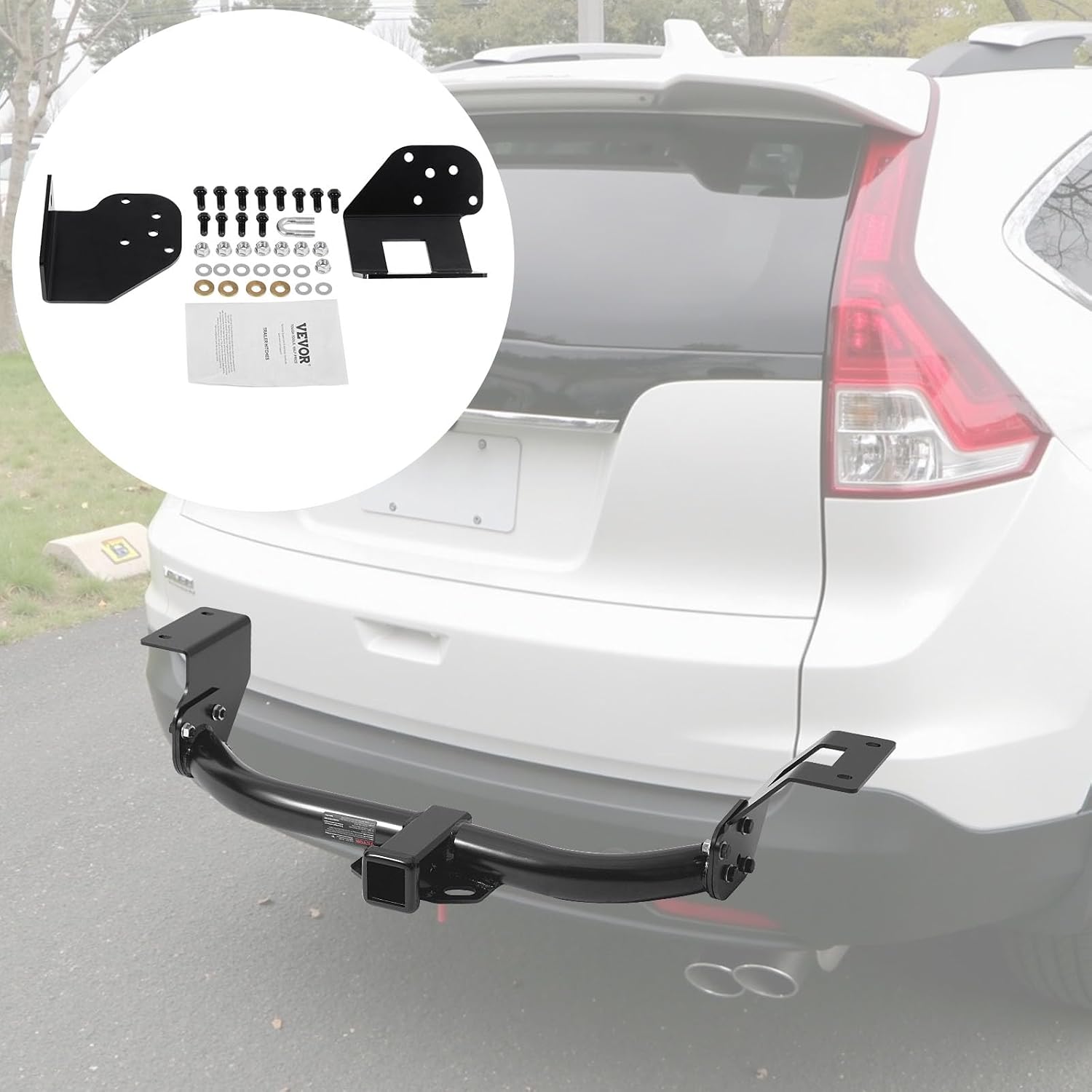 VEVOR Class 3 Trailer Hitch, 2-Inch Receiver, 6000 lbs, Q345B Steel Tube Frame, Compatible with 2012-2016 Honda CR-V, Multi-Fit Hitch to Receive Ball Mount, Cargo Carrier, Bike Rack, Tow Hook, Black
