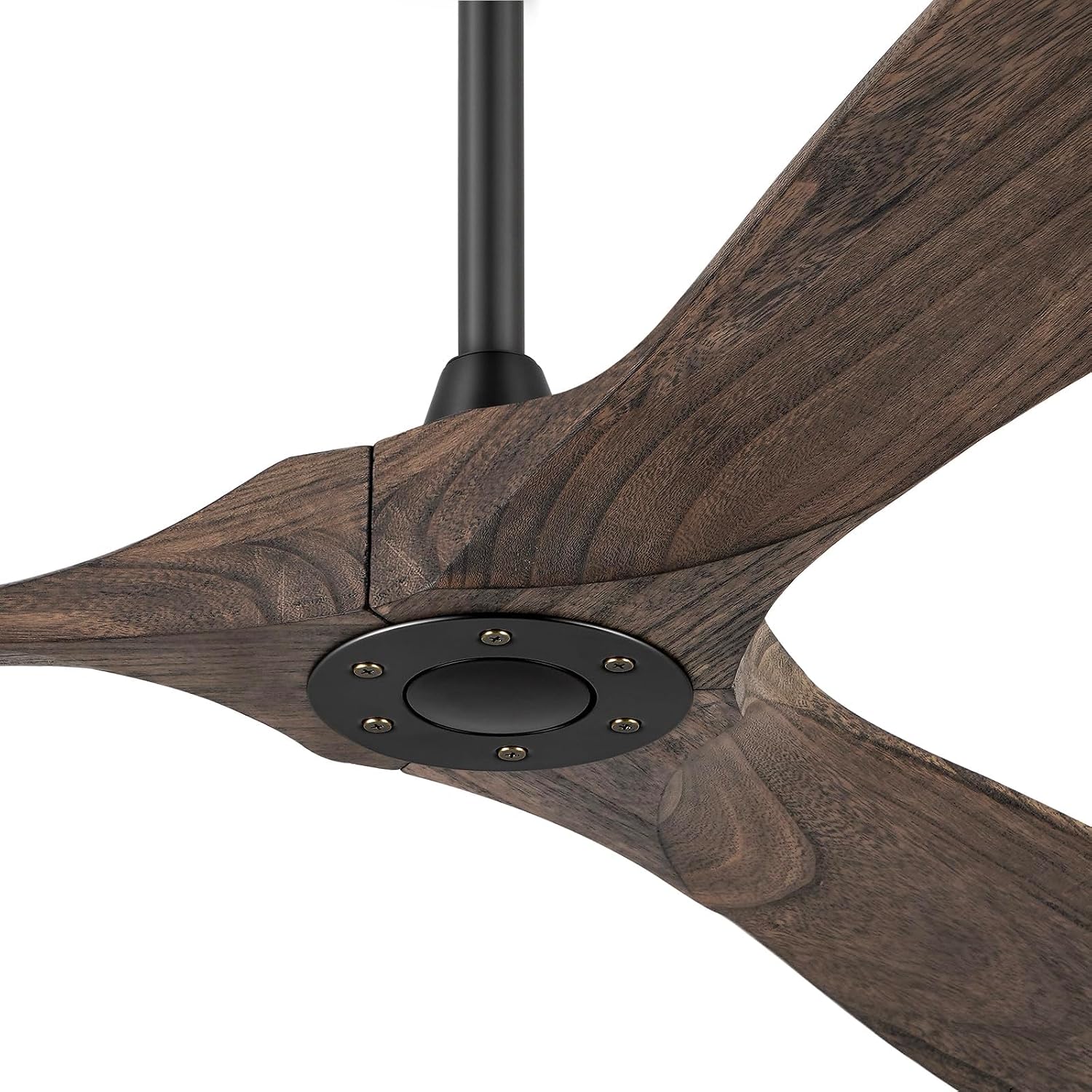 60' Ceiling Fans Without Light, Solid Wood Ceiling Fan No Light with Remote Control and DC Motor, Outdoor Ceiling Fan with 3 Blades, Outdoor fan for Patios - Deep Brown