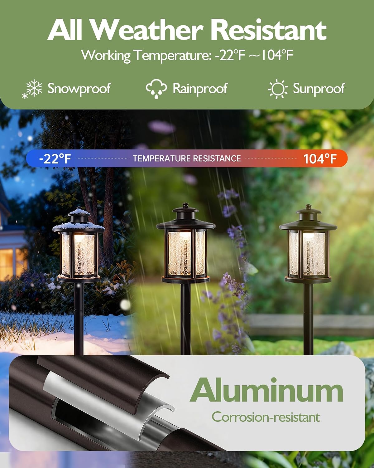 LITFIT Low Voltage Landscape Lighting, 12V 3.4W 155LM 3000K Outdoor Path Lights with Connectors, Crackled Shade, ORB Finish, Waterproof Aluminum LED Walkway Light Wired for Garden Yard, 6 Pack