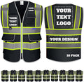 Custom Safety Vest Logo High Visibility Reflective Vest Ansi with Pockets Class 2 Hi Vis Security Construction Workwear