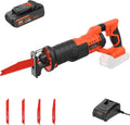 20V Cordless Reciprocating Saw, 0-2800rpm Variable Speed Power Reciprocating Saw, LED Light, Tool-Free Blade Change Reciprocating Saw Blades Kit for Wood/Metal/PVC Cutting