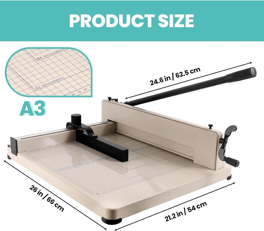17 Inch Heavy Duty Paper Cutter, Guillotine Paper Cutter for A3 Paper, Stack Trimmer 400 Sheet Capacity, Solid Steel Construction for Office Home School Bulk Cutting
