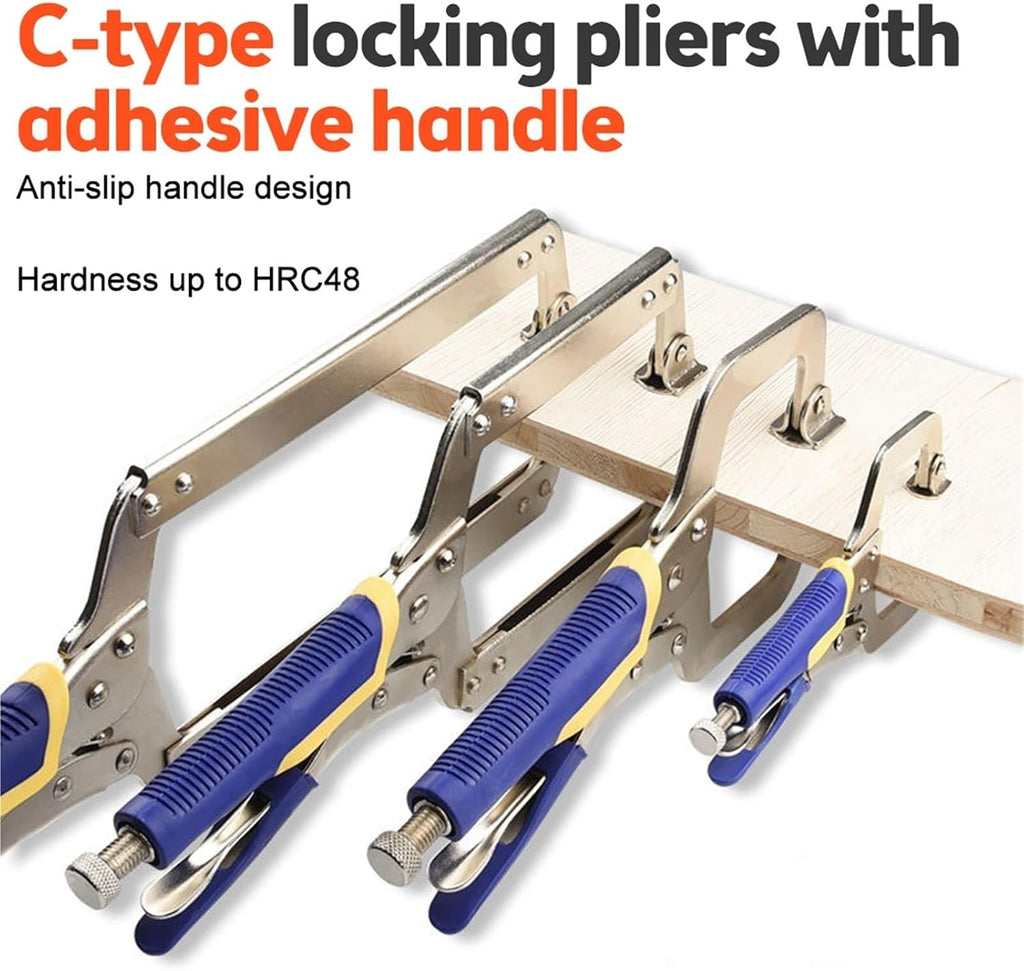 Vise Grip Pliers 14 Inch C Clamp Weld Clip Woodwork Fix Plier Pincer Tong Tenon Grip Vise Swivel Pad Locator Alloy Hand Tool For Wood Working