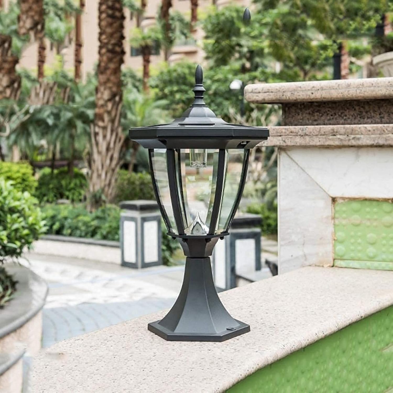Solar Lantern Outdoor Lights,Garden Post Light LED Fence Street Light Solar Column Pillar Lamp Waterproof Outdoor Post Lights European Villa Home Door Pedestal Light Outdoor Light Home Decor
