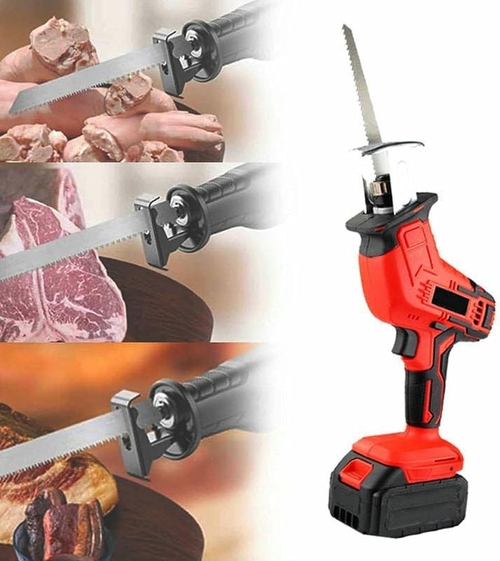 Electric Meat and Bone Saws, E-Commercial Home Butcher Saw, Storage Box, Cordless Reciprocating Saw for Cutting Meat/Bones/PVC/Branches