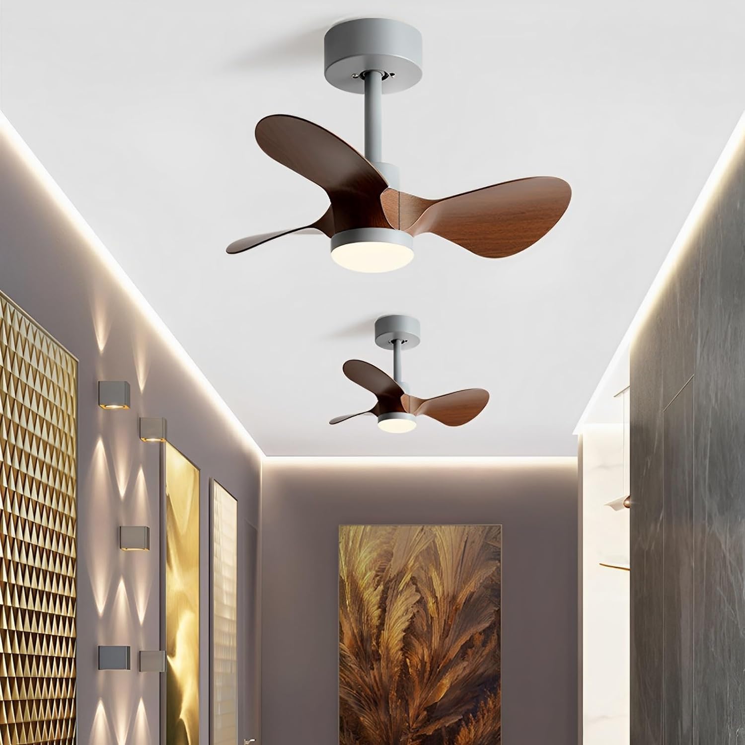 LED Fandelier Ceiling Fan with Light for Kids Room Small Kitchen Ceiling Fan Light with Remote Control Dimmable Large Ceiling Light Fan Chandelier for Living Room Children Bedroom Dining Room
