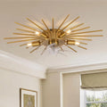 30' Low Profile Flush Mount 5 Light Ceiling Fans with Lights and Remote, Modern Metal Fandelier Ceiling Fan with Light, Farmhouse Gold Ceiling Fan for Bedroom,Living Room,Foyer (6 Speeds,Timing)