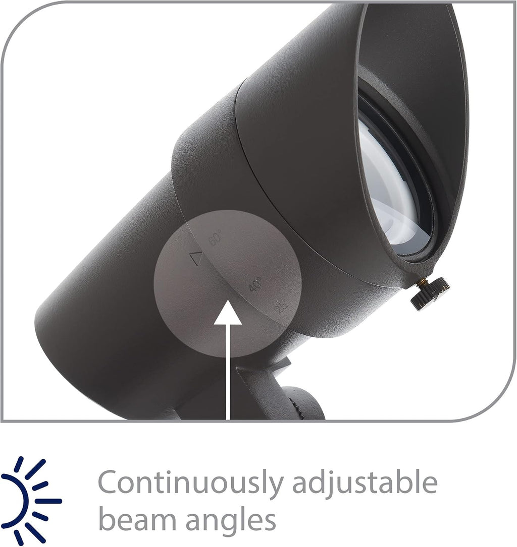 WAC Landscape Lighting, LED 12V Small Size Accent Light with Adjustable Beam Angle and Integral Brightness Control 50-420 Lumens 3000K Warm White Built-in LED in Black
