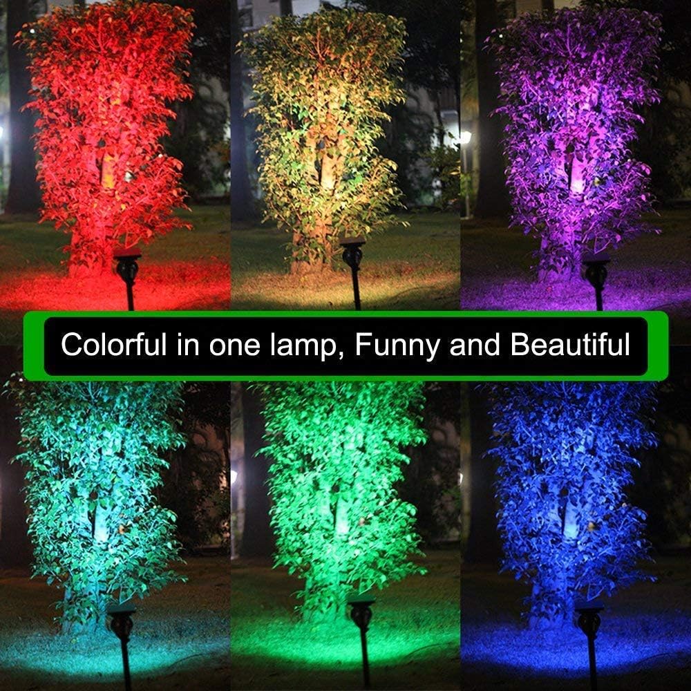 LED Color Changing Outdoor Solar Spotlight with Automatic On/Off 180° Rotatable Solar Panel Superbright Security Light Waterproof Solar for Garden Patio Porch Garage,