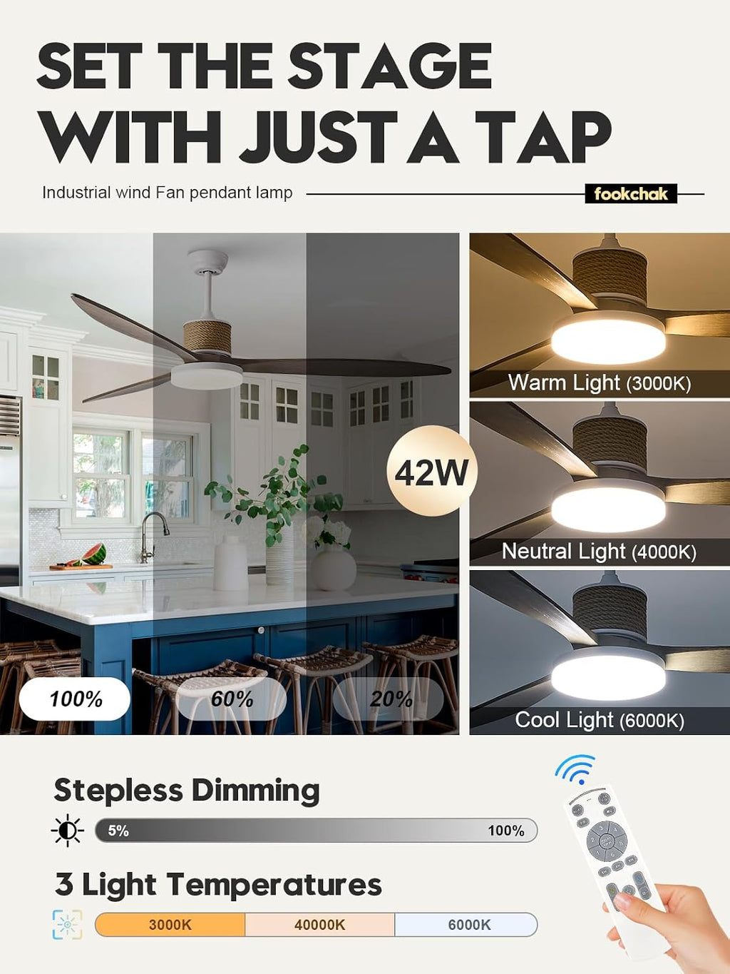 72in Large Boho White Ceiling Fan Lights with Remote Control 42W LED Coastal Ceiling Fan with Lights 3 Blade Weathered Wood Ceiling Fans Outdoor Farmhouse for Patio Living Room Kitchen