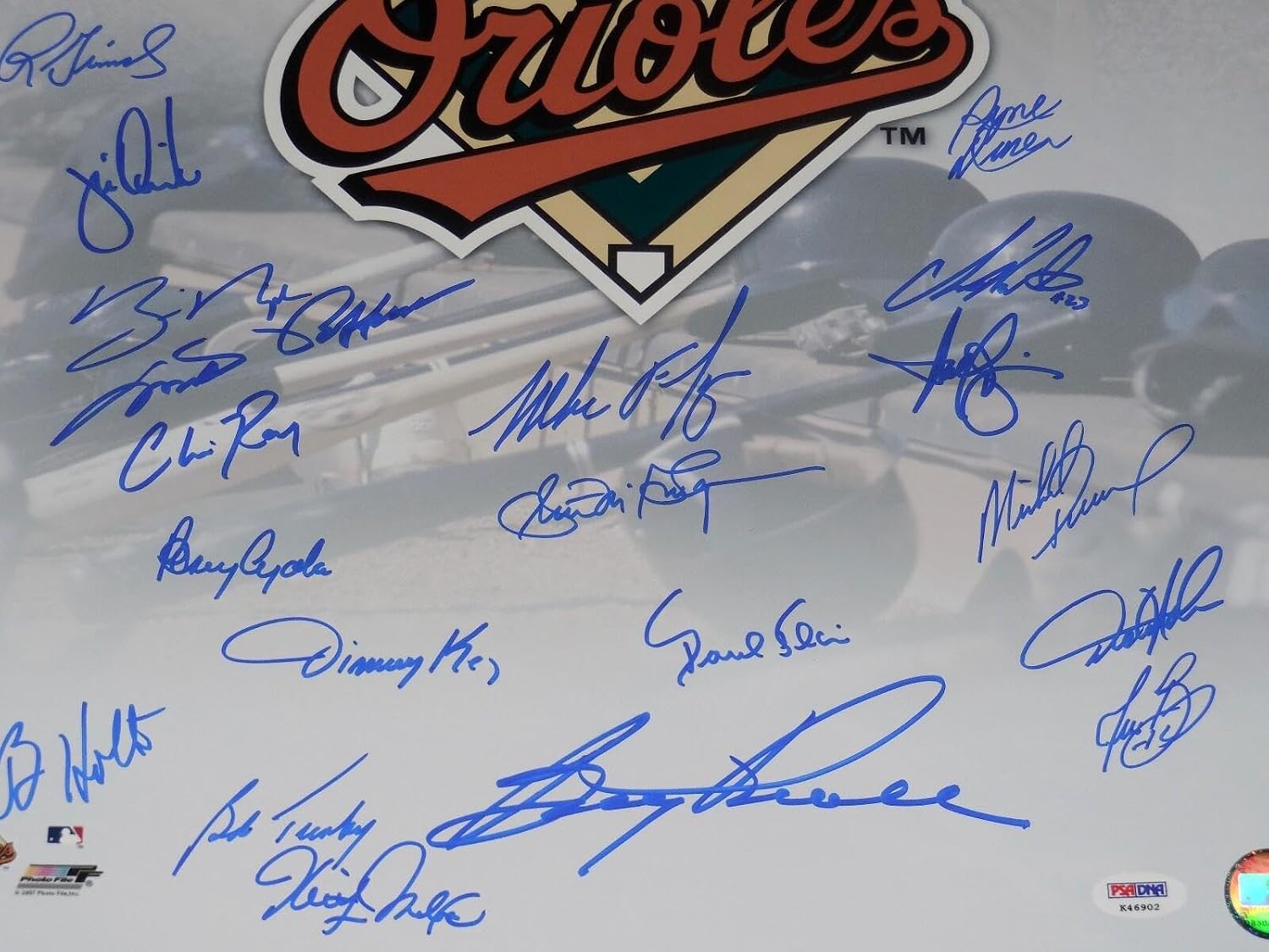 BALTIMORE ORIOLES AUTOGRAPHED 16x20 PHOTO (PSA DNA) - Baines, Powell, B.Ripken, - Autographed MLB Photos