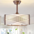 20' Fandelier Ceiling Fans with Lights, Brown Caged Ceiling Fan with Light Remote Control, Mid-Century Modern with 6 Speeds for Bedroom, Nursery, Living Room (Brown)