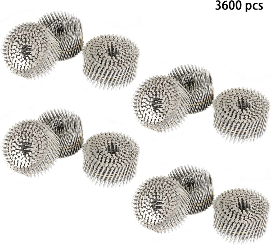 3600 Count Siding Nails Full Round Head Wire Collated 15-Degree 2-1/2 Inch x .090 Inch 304 Stainless Steel Ring Shank Coil Siding Nail