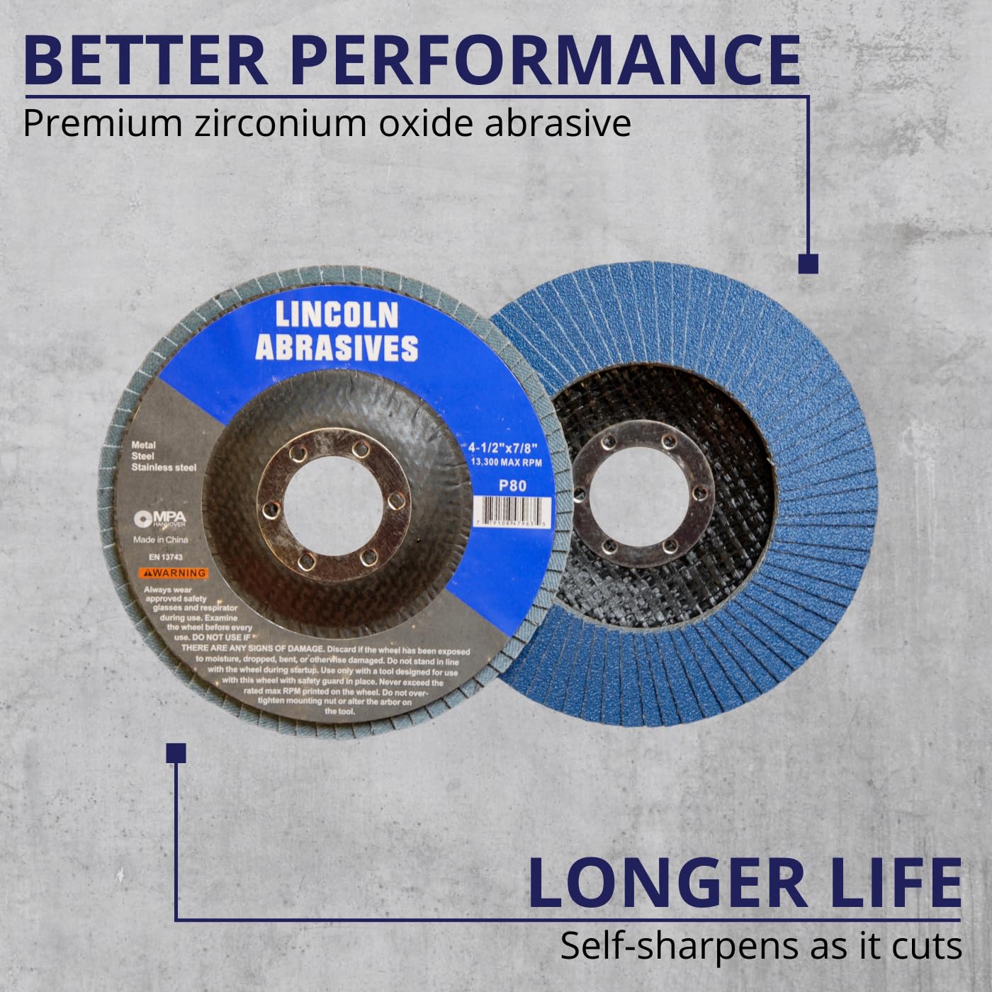 100 Pack Flap Discs, 80 Grit 4.5' x 7/8' Sanding Wheels for Angle Grinder