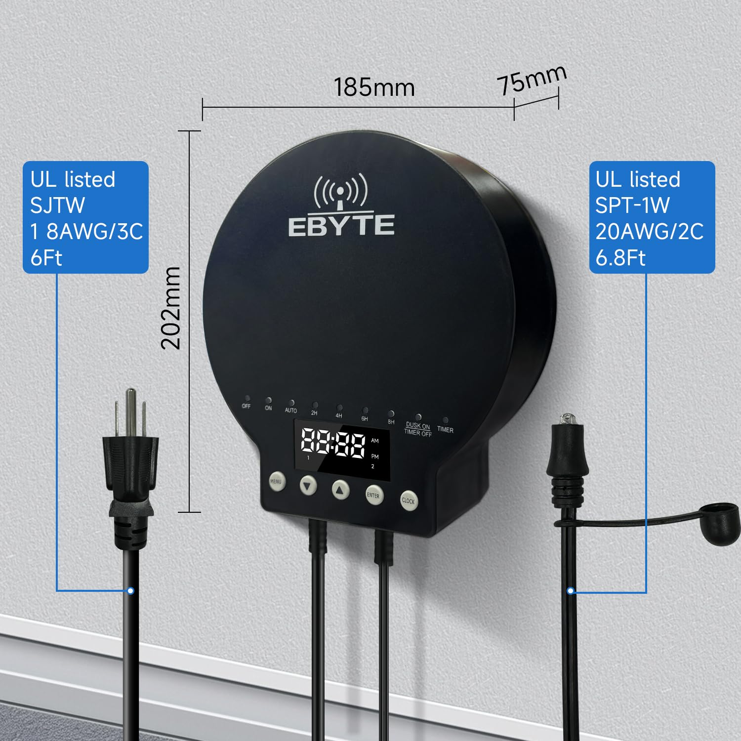 Low Voltage Landscape Transformer, 200W Output Landscape Lighting Transformer 1 Zone Control with Timer and Photocell Sensor 120V to 12V AC Weatherproof, for Garden Lights, Spotlights, Steplights