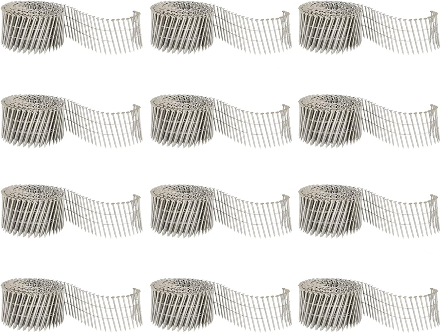 3600 Stainless Coil Siding Nails 15 Degree Coils 2-1/2 Inch, 0.09 Inch Ring Shank, Small Cap Coil Nail, Cap Warp 5.8-6mm for Cement Board Siding or Fencing Applications