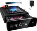 Mboko Biometric Discreet Gun Safe with 12-Hour Time Clock Display, Wireless Charging Pistol Safe for Handgun with Adjustable Brightness, Backlit Keypad, LED Light, Gifts for Father's Day（Black）