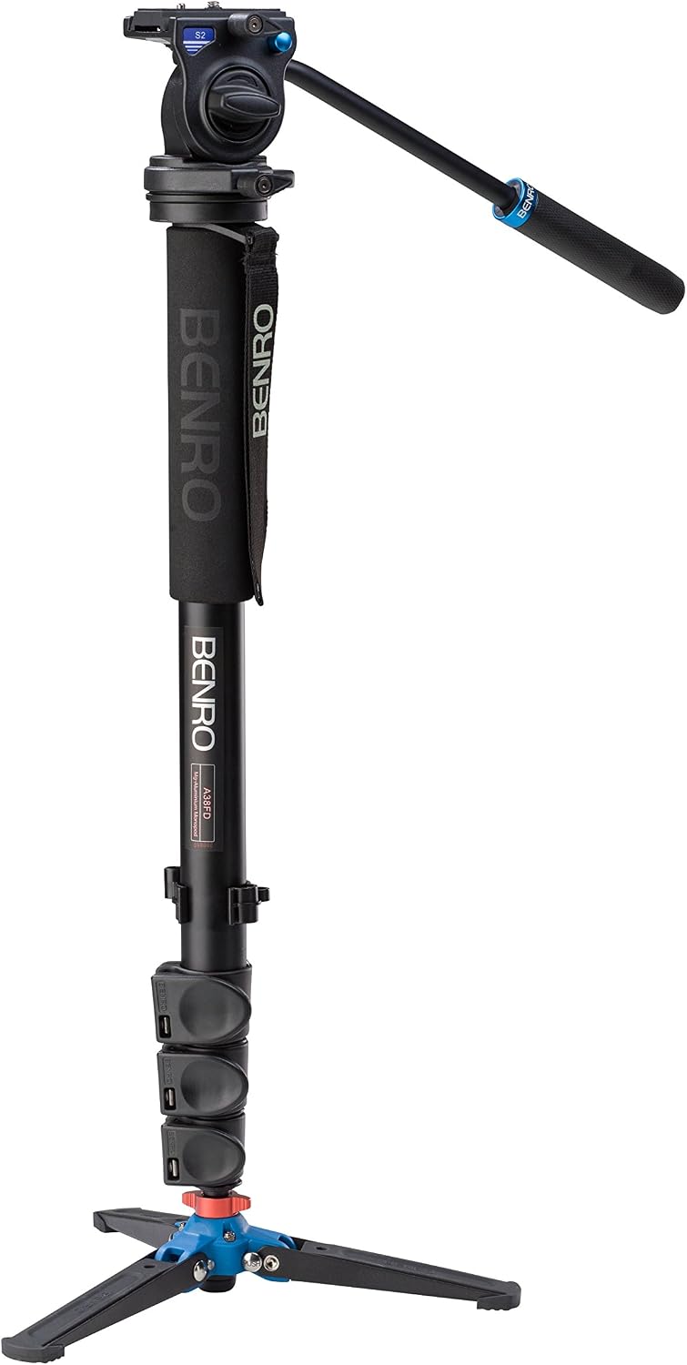 Benro Aluminum 3-Series Flip-Lock Video Monopod Kit w/ 3-Foot Articulating Base and S2 Video Head (A38FDS2)