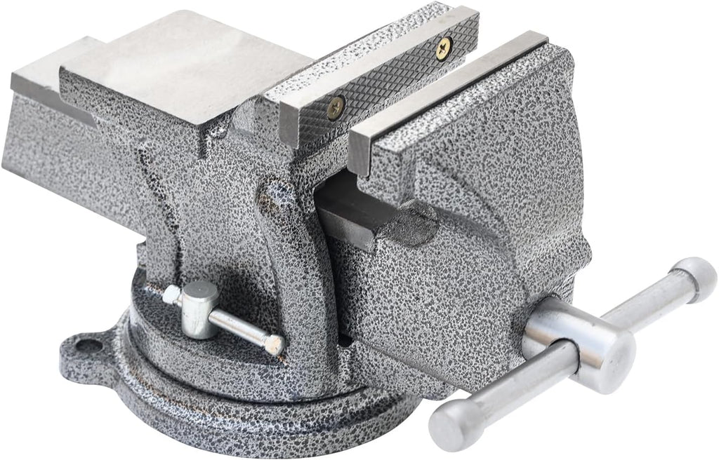 KAKA INDUSTRIAL Bench Vises 4 Inch Jaw Width, 4 Inch Jaw Opening Homeowner's Vise, Swivel Base Heavy Duty, for Drilling, Pipe Cutting, Woodworking HPS-100