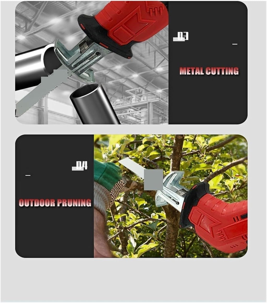 Reciprocating Saw, Cordless Electric Reciprocating Saw Wood Metal Pipe Cutting Saw Electric Cutting Saw Tool