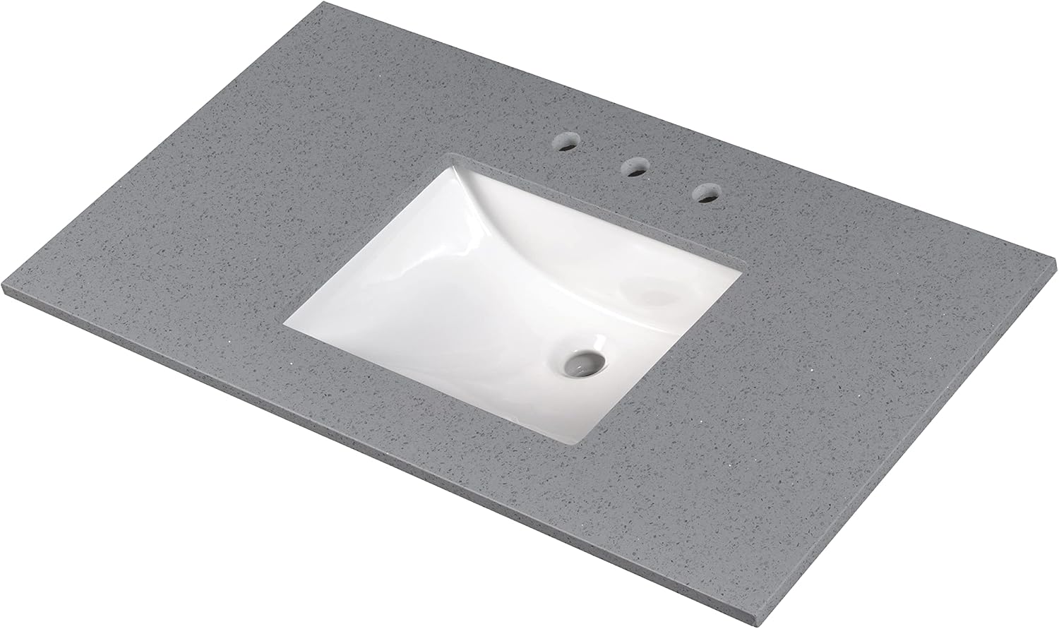 MSI Sparkling Gray Vanity Top with Under Mount Rectangle Ceramic Sinks, Engineered Marble Stone, 4' CC Faucet Holes, 49'X22'