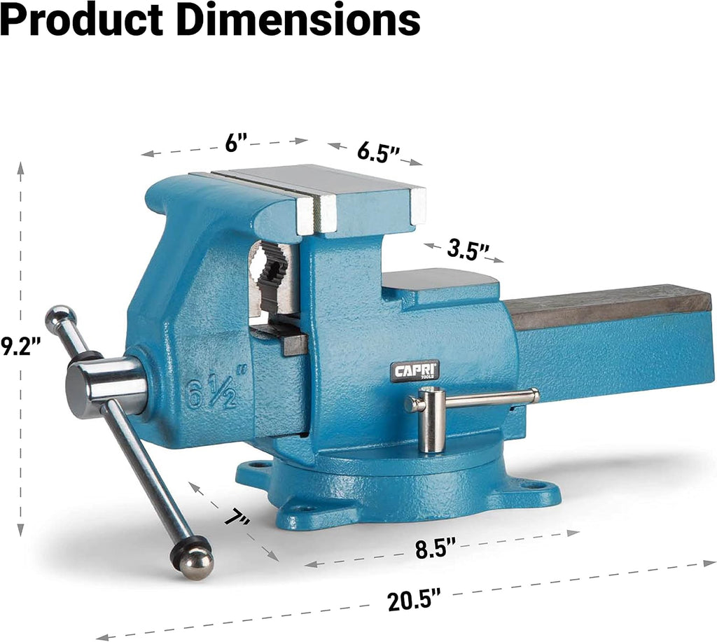 Capri Tools 6-1/2 in. Reversible Bench Vise, 6.5 in. Jaw Width, 6.7 in. & 10.8 in. Jaw Opening