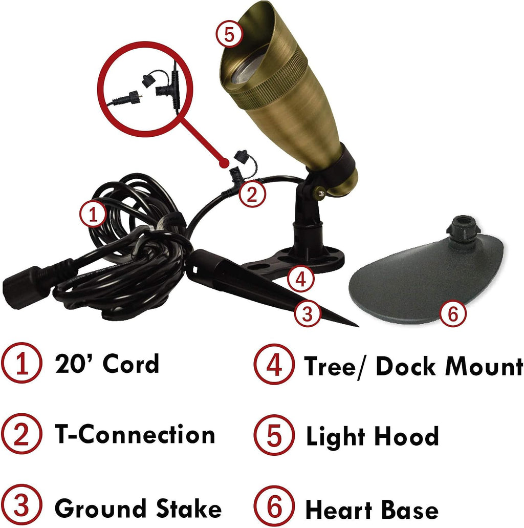 Ignite Landscape Lighting 9-Watt Brass LED Color Changing Spotlight for Landscape Lighting, Ponds, and Water Features - 9WCC