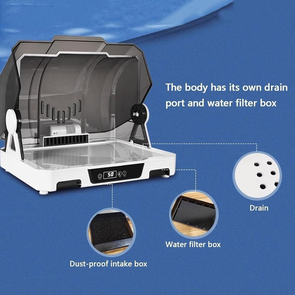 200W Airbrush Spray Booth Kit, Airbrush Drybooth with Water Filter Box and Dust Cover, 20-50℃ Temperature Adjustment&10-180min Time Setting&90° Clamshell Design, for Painting Model Craft Hobby DIY