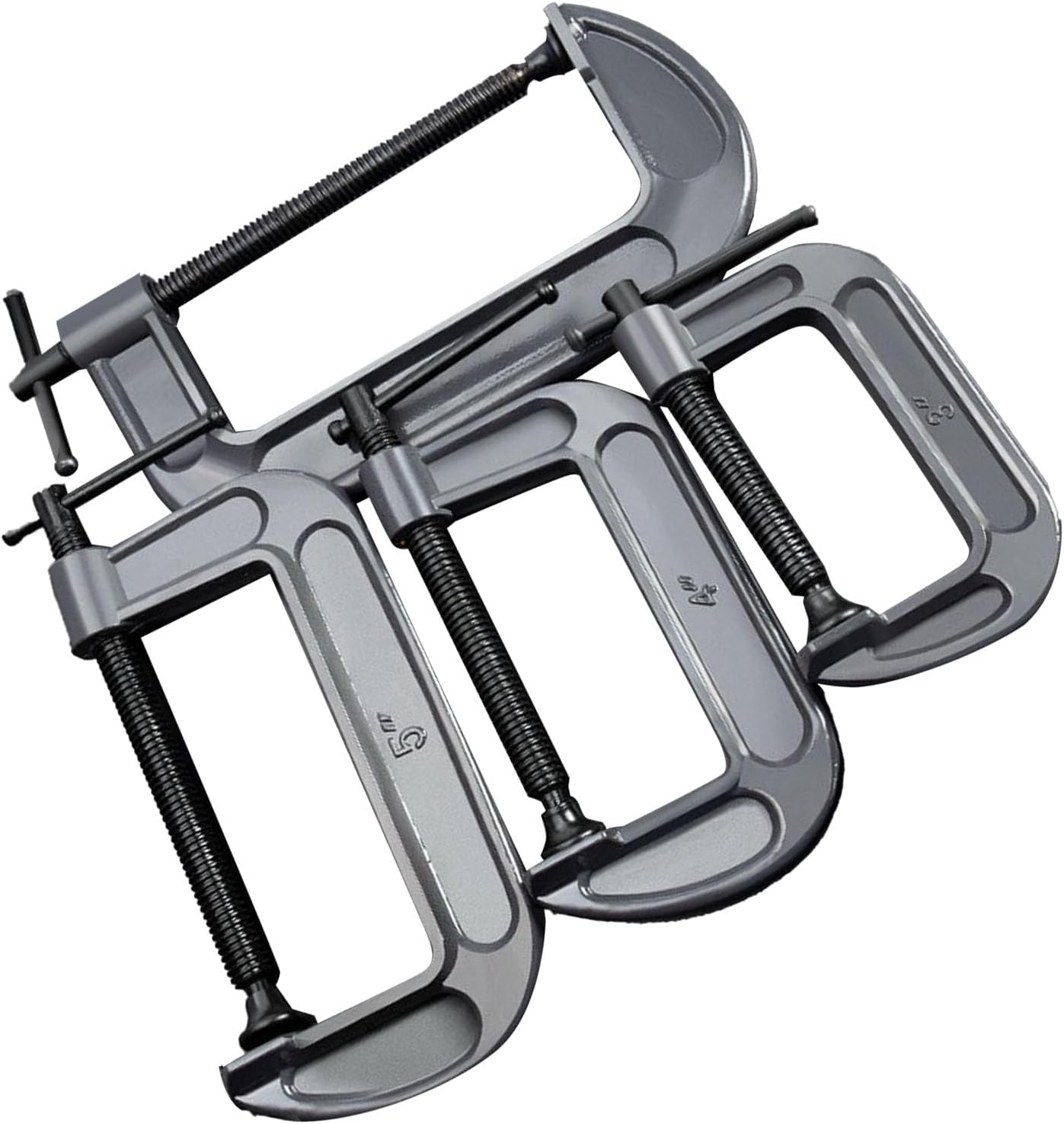 4 Piece Heavy Duty Steel C Clamp Set, Versatile 3in, 4in, 6in, 8in Clamps with Sliding T Handle and Grip, Mini Tiger Clamps for Woodworking, Welding, Building, Multiple Tasks (Industrial