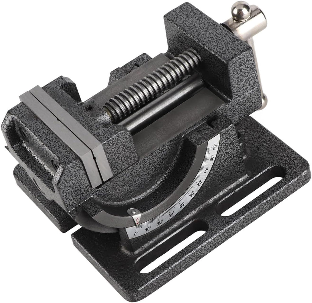 Drill Press Vise Cast Iron 3 Inch Tiltable Clamp On Vise Adjustable 0 90 Degrees High Strength Steel Jaws for Woodworking Metalworking Drilling Projects