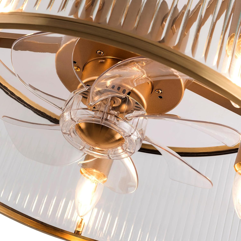 Caged Fandelier Ceiling Fan with Light, 7 Fan Blades 6 Speed Indoor Ceiling Lighting Fixture Farmhouse Rustic Ceiling Fans