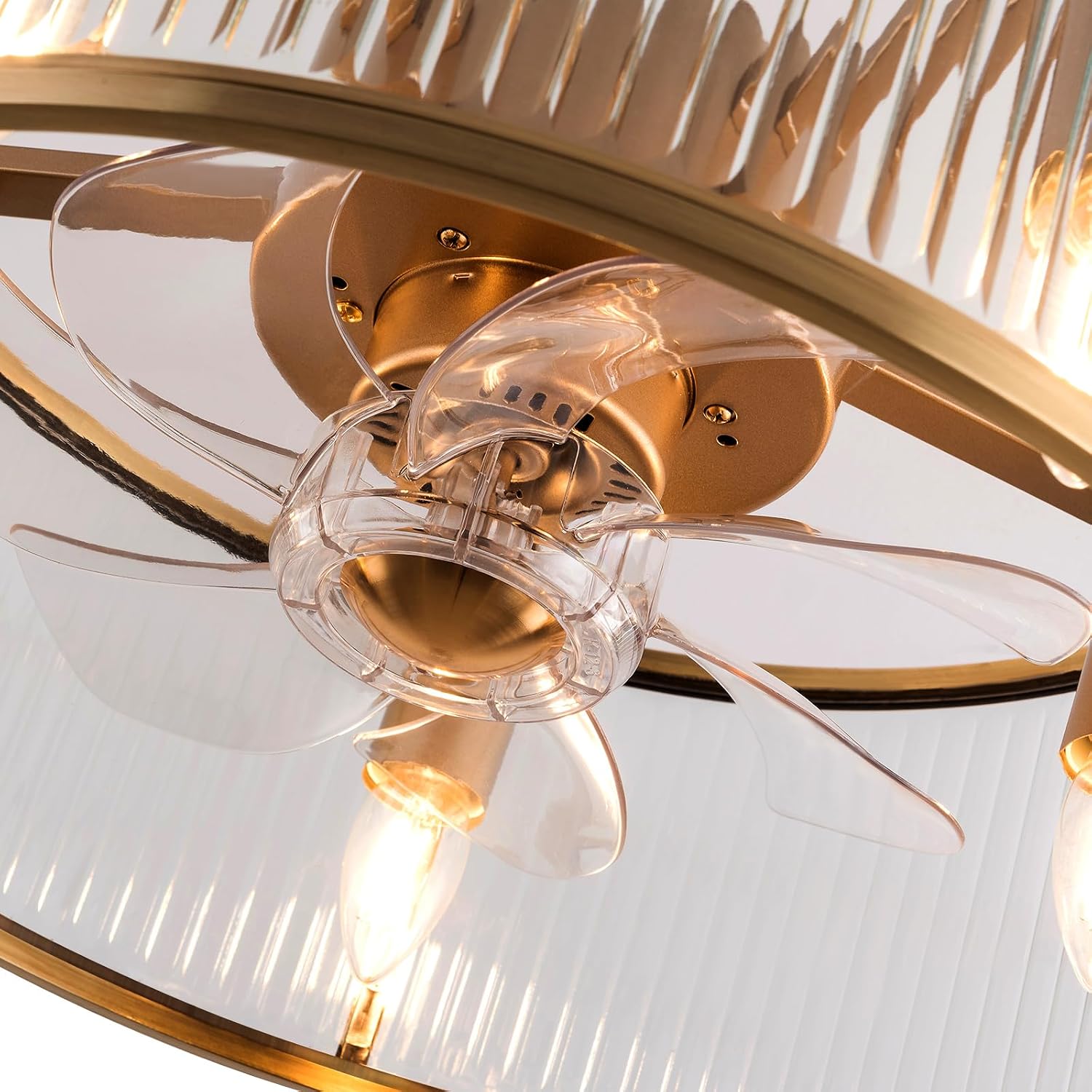 Caged Fandelier Ceiling Fan with Light, 7 Fan Blades 6 Speed Indoor Ceiling Lighting Fixture Farmhouse Rustic Ceiling Fans