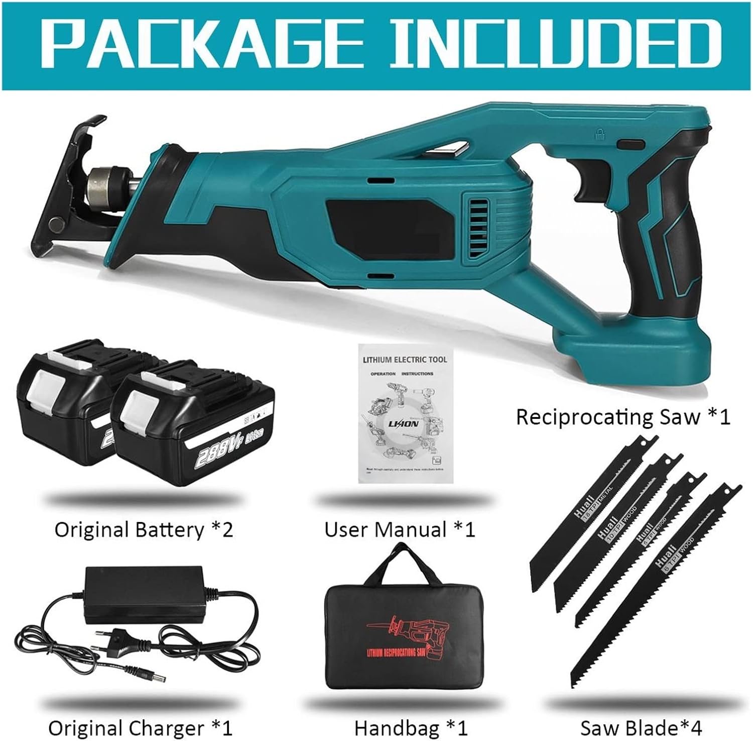 Cordless Reciprocating Saw, Electric Metal and Wood Cutting Tool, Suitable for Beginners and Professionals to Use Easily