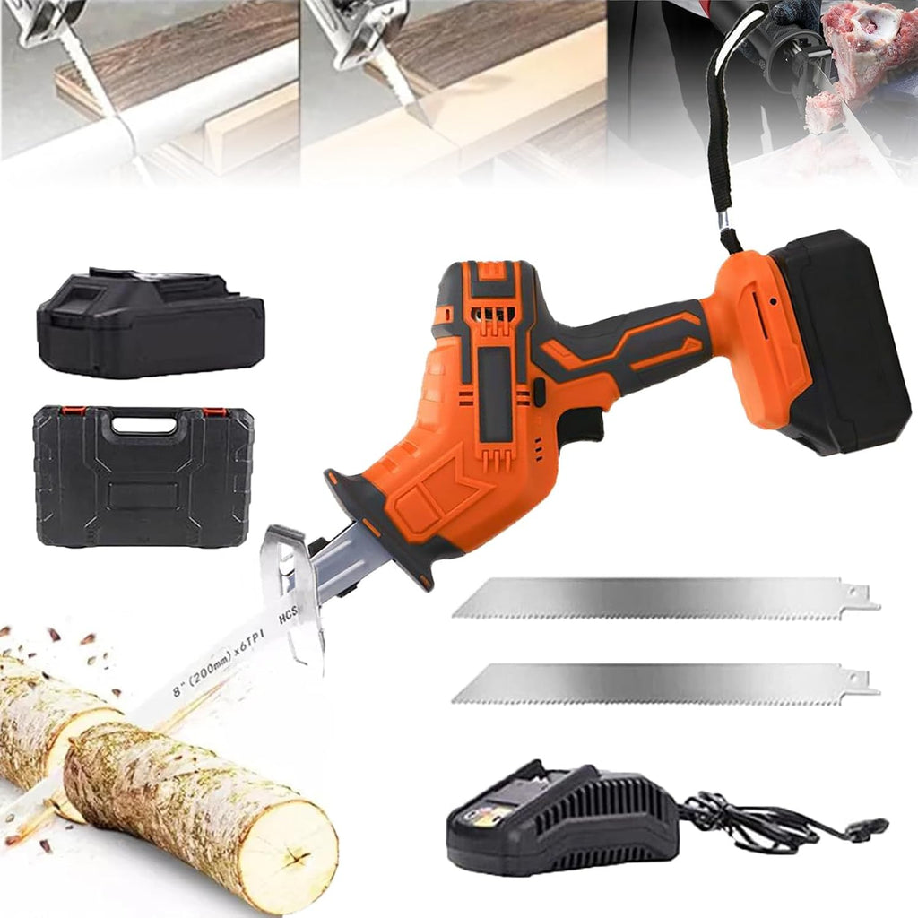 Electric Bone Saw(2 Stainless Steel Saw Blades) - Cordless Reciprocating Saw(3000rpm), Easily Cuts Meat & Bones, for Home, Commercial Use