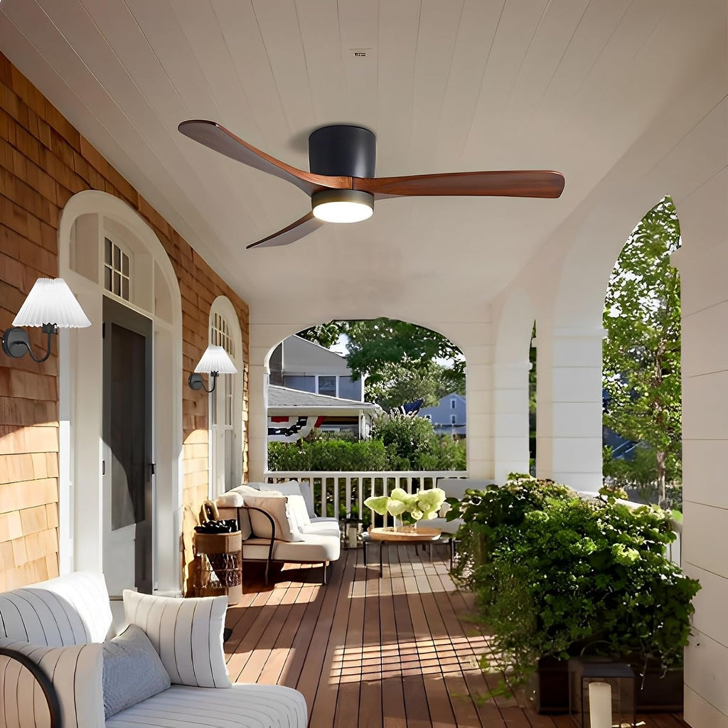 48in Ceiling Fans with Lights Modern Black Ceiling Fan Remote 6 Speed, Solid Wood Blades Ceiling Fan with Light for Bedroom Living Room Dining Room