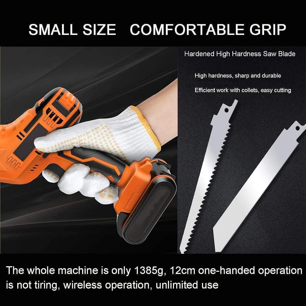 Electric Bone Saw(2 Stainless Steel Saw Blades) - Cordless Reciprocating Saw(3000rpm), Easily Cuts Meat & Bones, for Home, Commercial Use