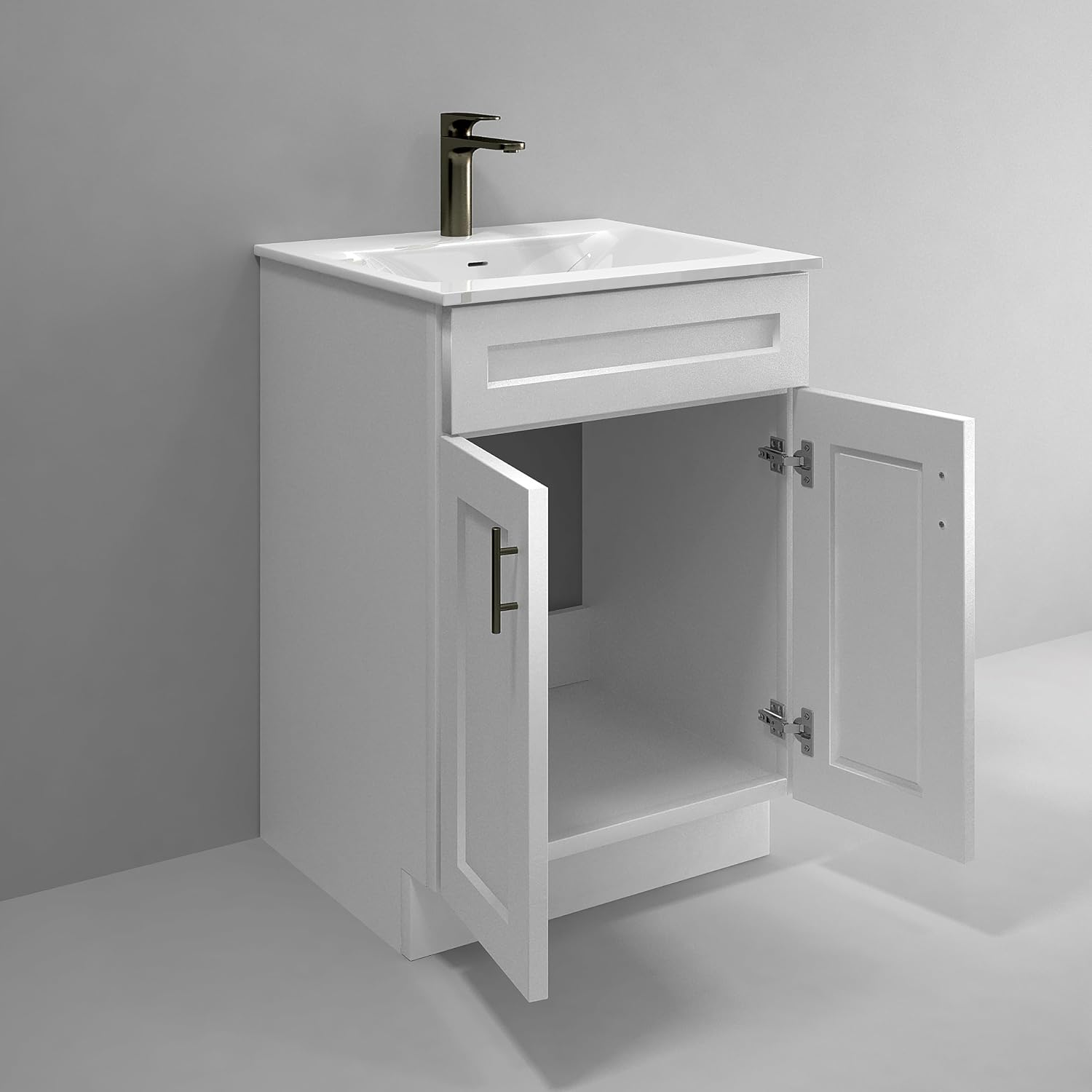 La Royal White Shaker Sink Base Bathroom Vanity Ready-to-Assemble Bathroom Cabinet 24' Width
