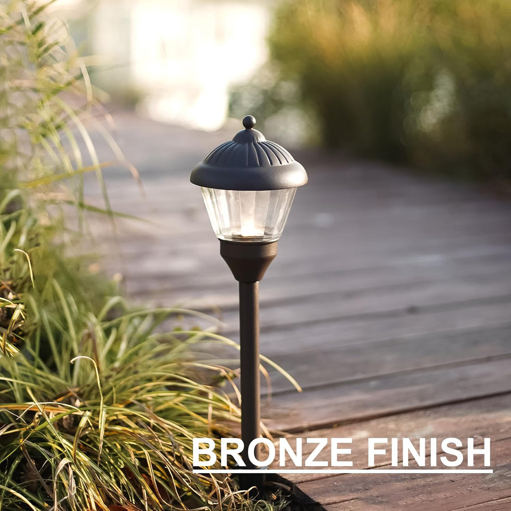 GOODSMANN Pathway Lights 1.5W LED 6PK Outdoor Low Voltage Landscape Lighting Kits 100 Lumen Hardwired Path Light 3000K Warm White Metal 12V Bronze Electric Sidewalk Walkway Lights with Cable Connector
