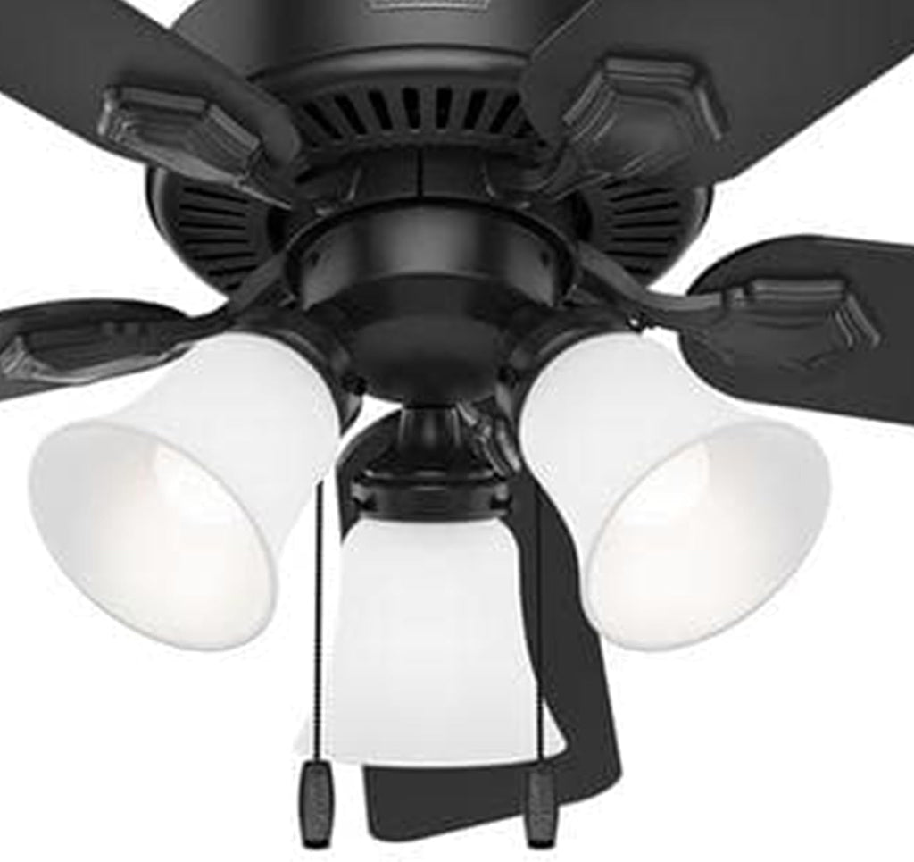 Hunter Fan 44 inch Matte Black Indoor Ceiling Fan with Light and Pull Chain for Bedroom, Living Room, Office, Basement, Kitchen, CC5C27C89 (Renewed)