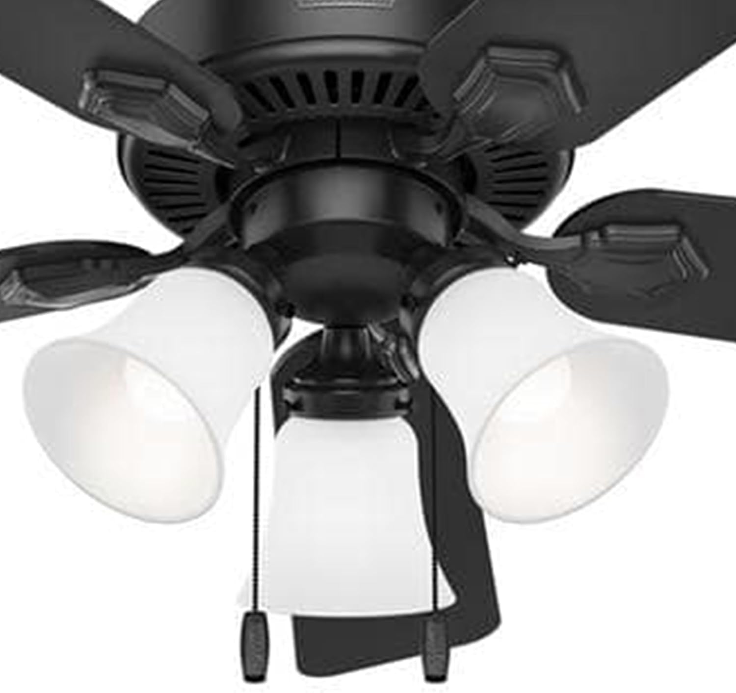 Hunter Fan 44 inch Matte Black Indoor Ceiling Fan with Light and Pull Chain for Bedroom, Living Room, Office, Basement, Kitchen, CC5C27C89 (Renewed)