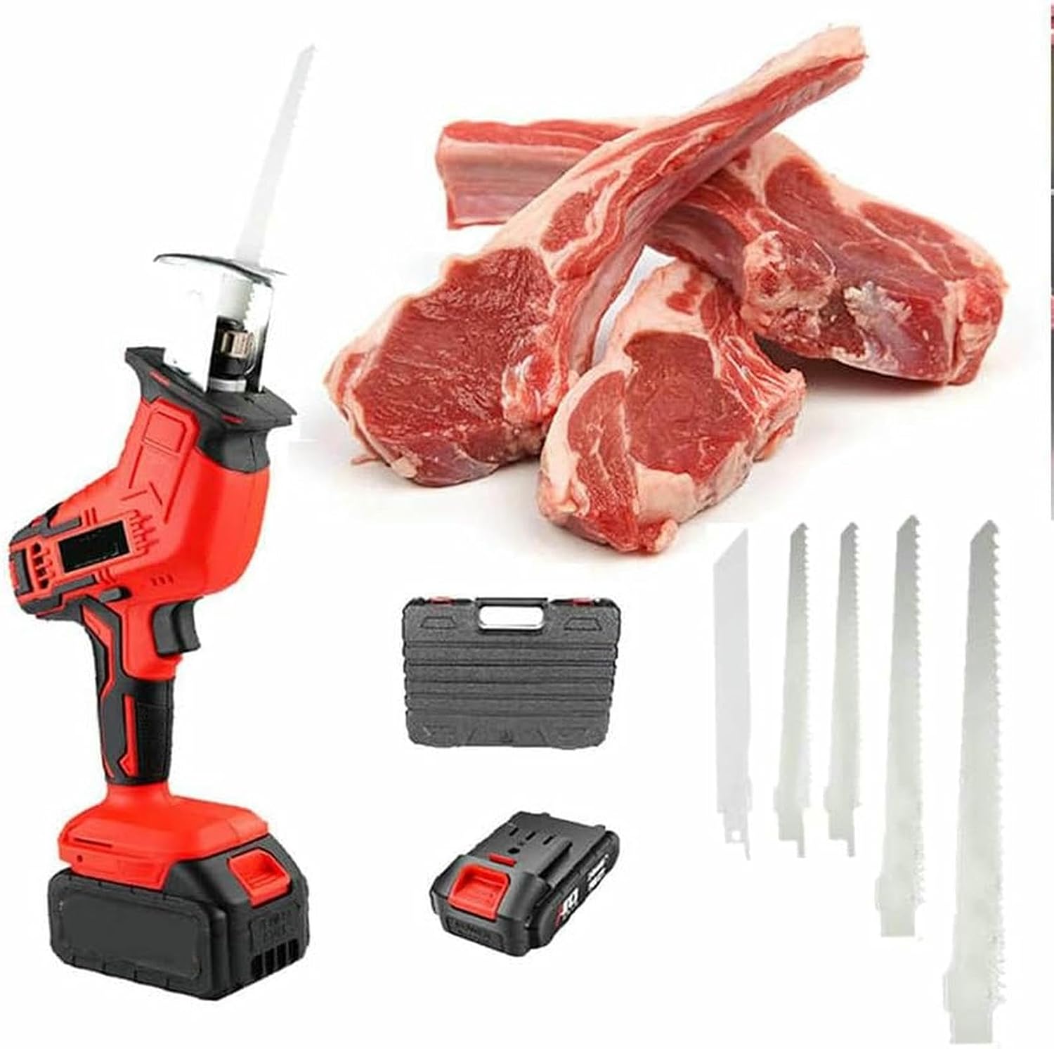 Commercial Electric Meat Bone Saw, Handheld Cordless Tool for Wood/Meat/PVC, Electric Reciprocating Saws for Cutting, Professional Handheld MeatSaw