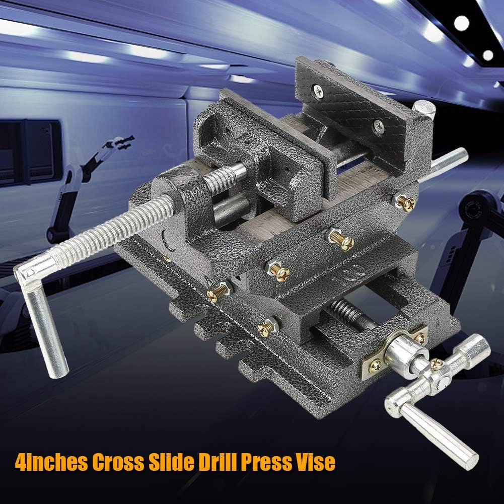 Heavy Duty Cross Slide Drill Press Vise 4 Inches Metal Milling Vice Holder Clamping Tool for Milling Machine Drill Press Machinery Maintenance Steel 90mm Jaw Opening