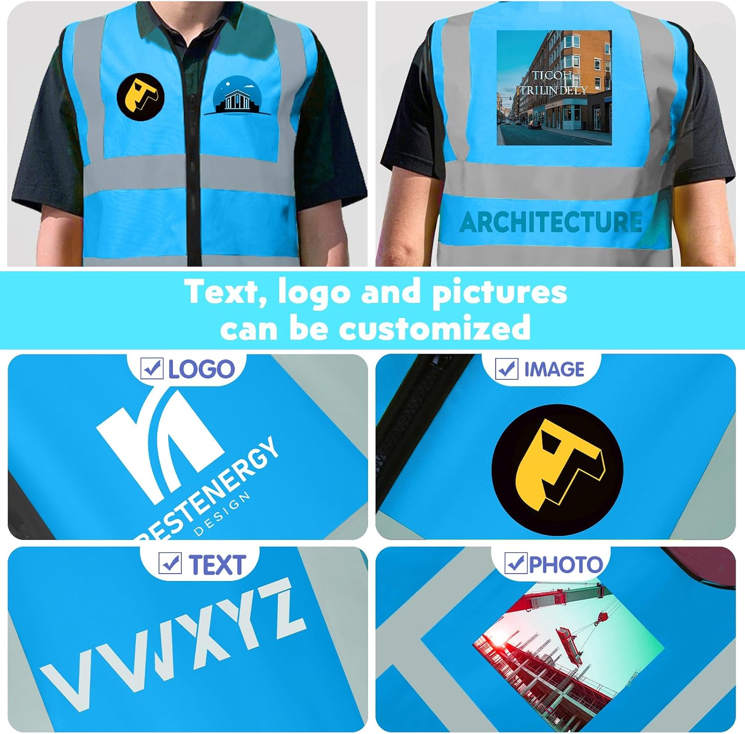 BeautyWill Bulk Custom Logo Safety Vest High Visibility Reflective Work Vests